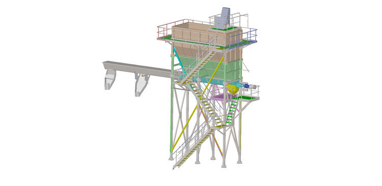 Hopper and screw conveyor for rendering plant