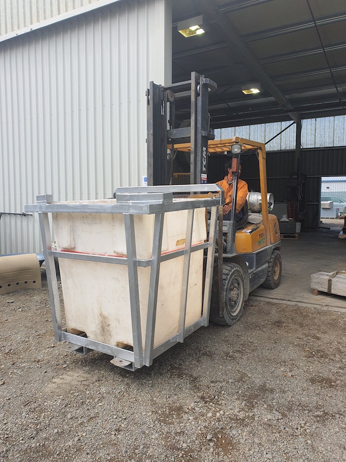 Bin Frames for Rotating Forklift