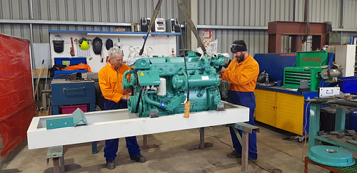Marine Engine Being Prepped for Starfoods Trawler Nerus